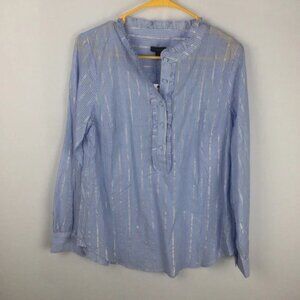 Talbots Metallic Striped Long Sleeve Blouse